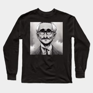 Happy F.A. Hayek Manga Style Portrait Long Sleeve T-Shirt